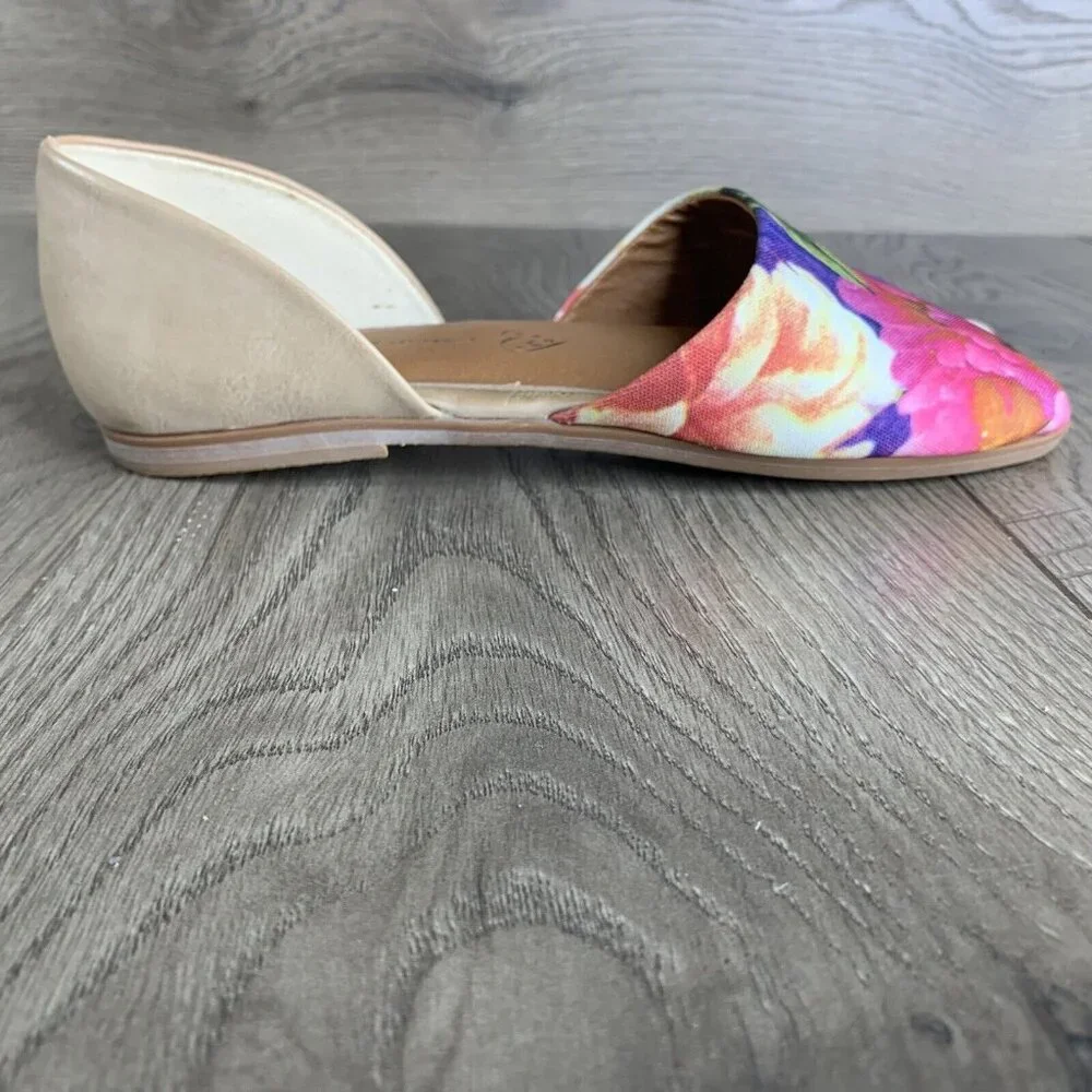 BC Vegan Dress Flat Shoes Women's 7.5 Slip-on Open Toe Floral Print All Man Made - Picture 15 of 16